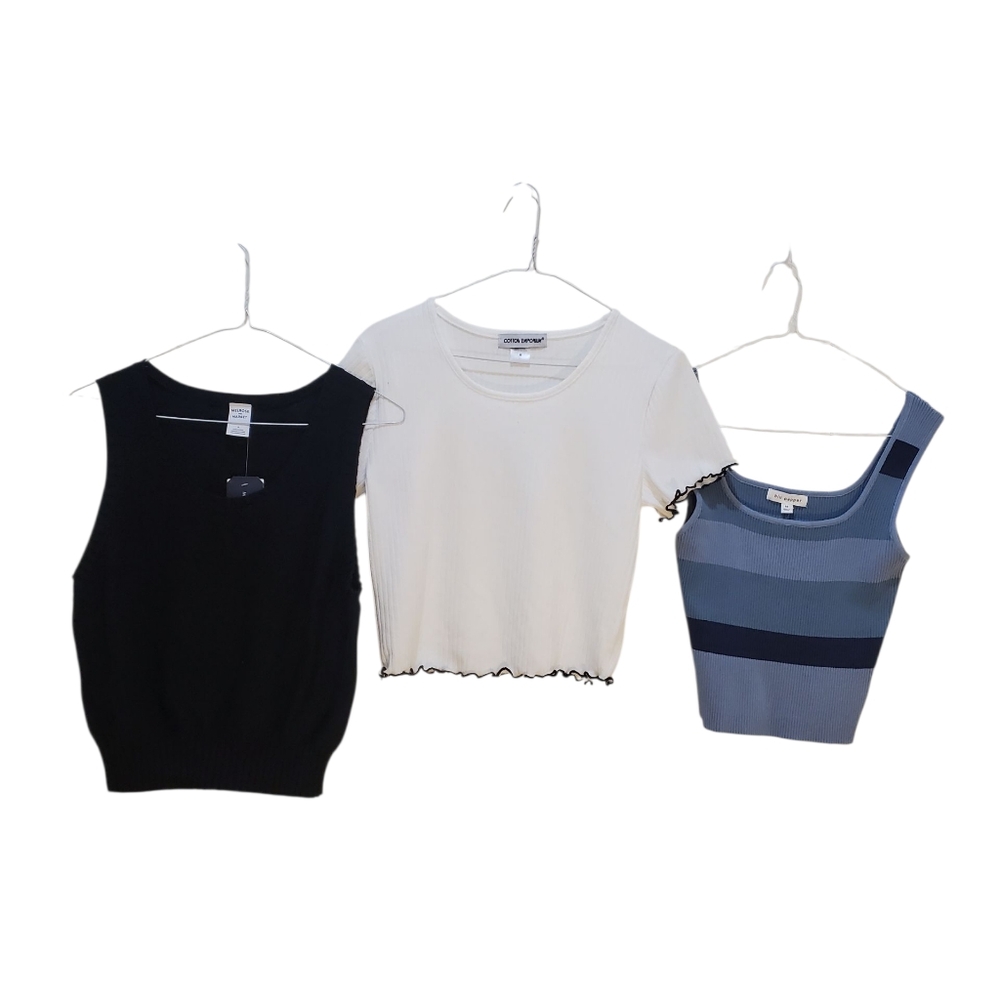 Bundles 3 Pcs Cotton Emporium Black, White, and Blue Tops